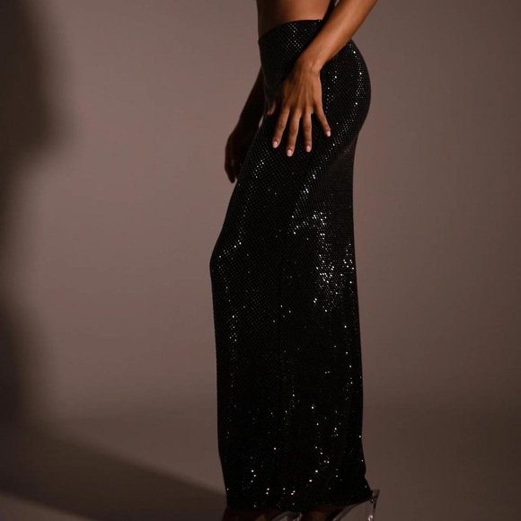 NWT Meshki ERIKA Diamante Maxi Skirt - Black - Picture 8 of 8